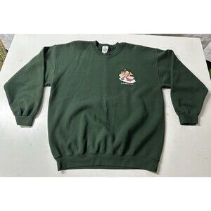 VTG Mickey Mouse Santa Walt Disney Co. Cast Exclusive Green Sweatshirt Size XL